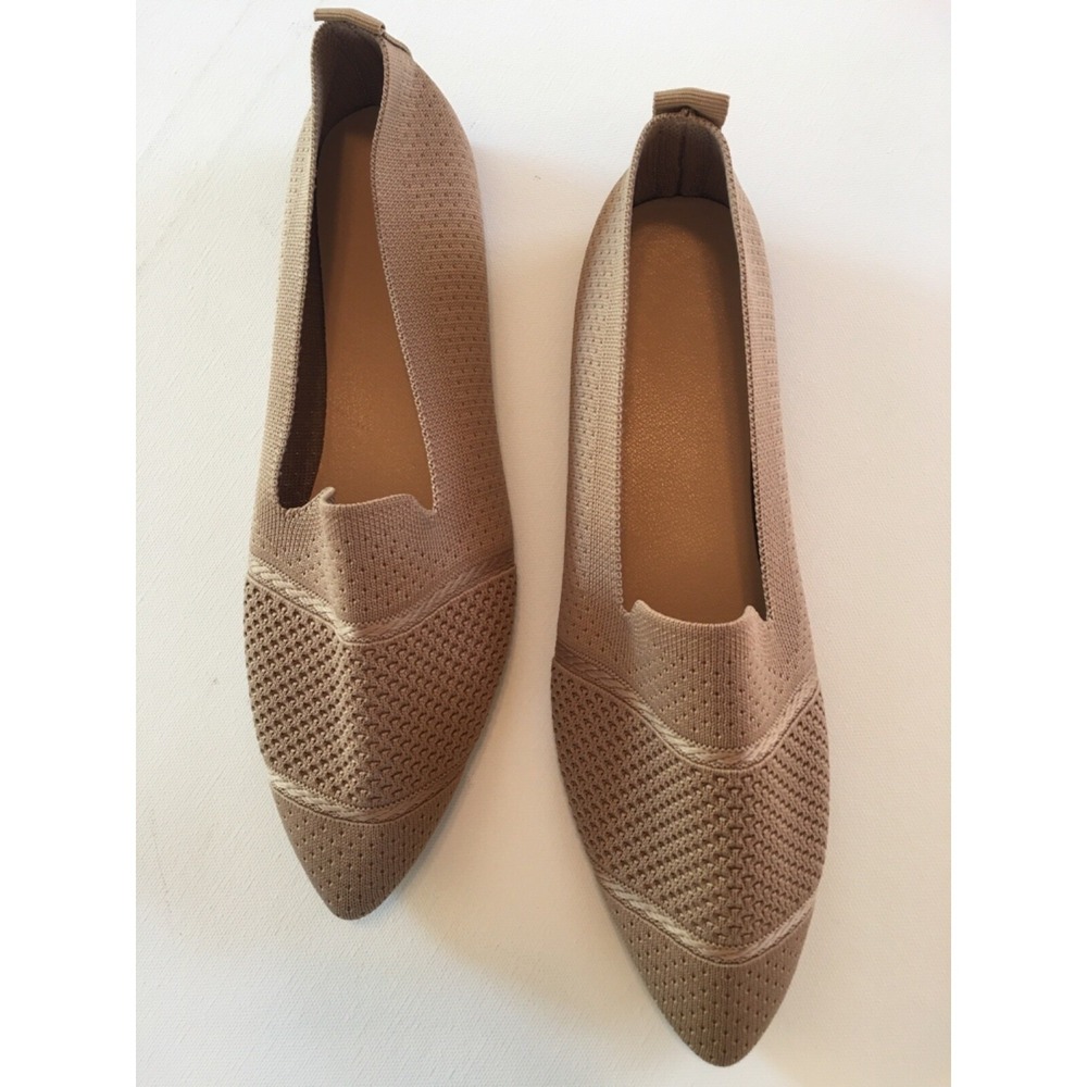Women's SZ 41 / US 8.5-9 Loafers Slip On Knit Weave Tan Neutral Minimalist